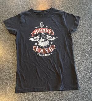 T-Shirt Women's XL Johnny Cash Man In Black Guitar Graphic Band Tee 2017 Cotton
